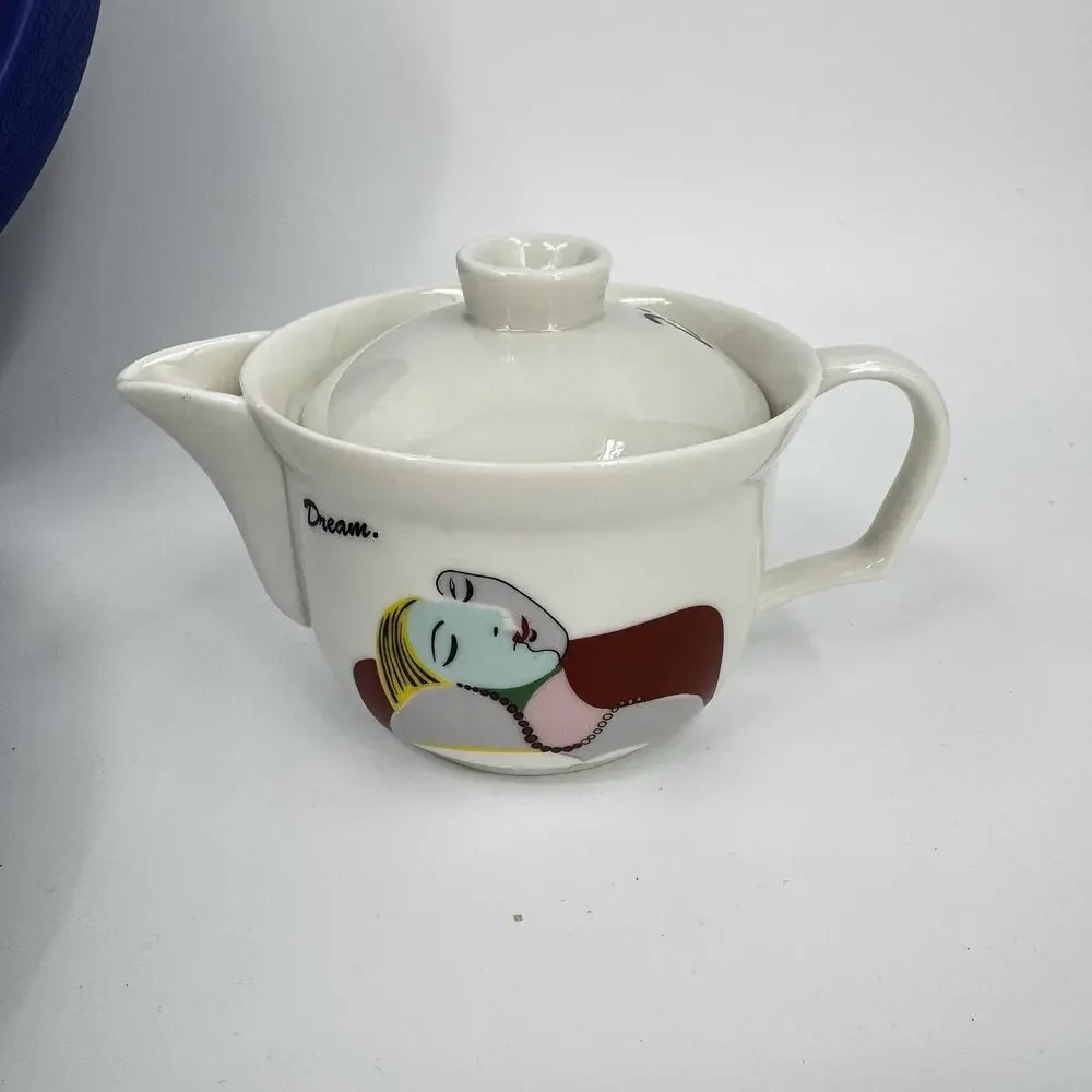 Picasso Art Collection Tea Set in Carry Case 14 Pieces Tea Pot Cups Creamer